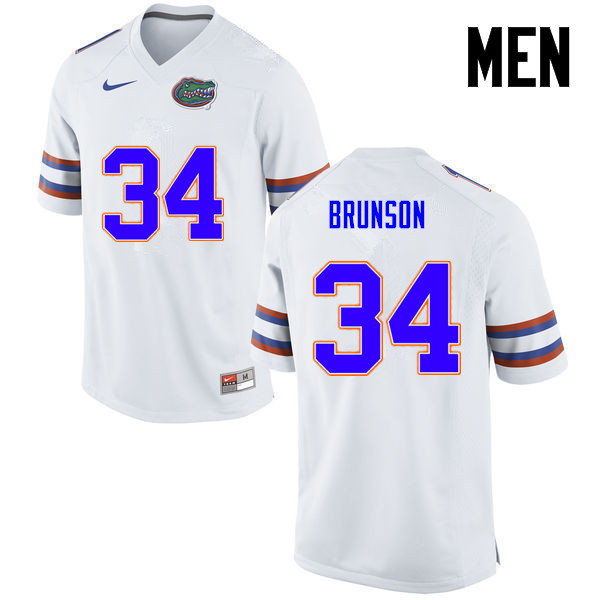 Men Florida Gators #34 Lacedrick Brunson College Football Jerseys-White - Click Image to Close